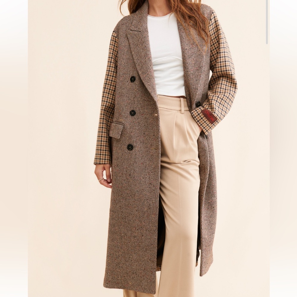 Ottod’Ame Anthropologie Mixed Print Oversized Overcoat Jacket | Women’s Size 0